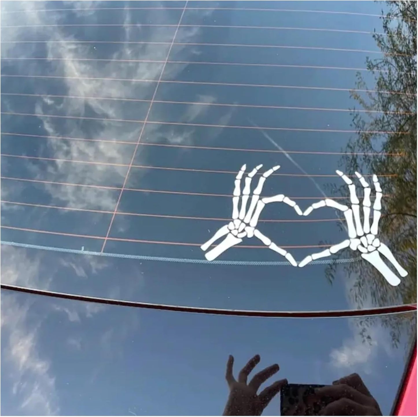 Skull Hand Car Stickers, Halloween Car Decorations, Funny Skeleton Car Decals, Spooky Bumper Stickers(White)