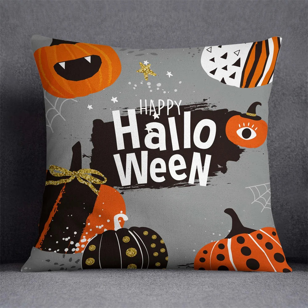 45X45Cm Halloween Horror Cushion Cover Pumpkin Printed Throw Pillows Living Room Sofa Decorative Pillow Case Car Decor