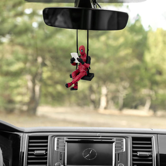 Car Swinging Ornament, Dead Pool Car Decoration, Mirror Hanging Car Interior Accessories, for Car Rear View Mirror, Gardening Hanging (SH)