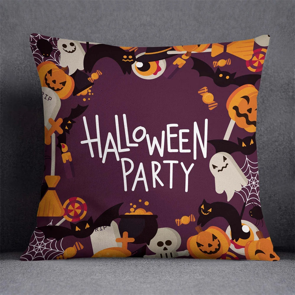 45X45Cm Halloween Horror Cushion Cover Pumpkin Printed Throw Pillows Living Room Sofa Decorative Pillow Case Car Decor