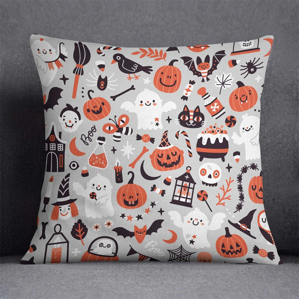 45X45Cm Halloween Horror Cushion Cover Pumpkin Printed Throw Pillows Living Room Sofa Decorative Pillow Case Car Decor