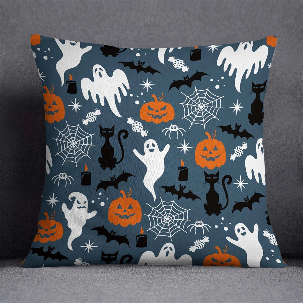 45X45Cm Halloween Horror Cushion Cover Pumpkin Printed Throw Pillows Living Room Sofa Decorative Pillow Case Car Decor