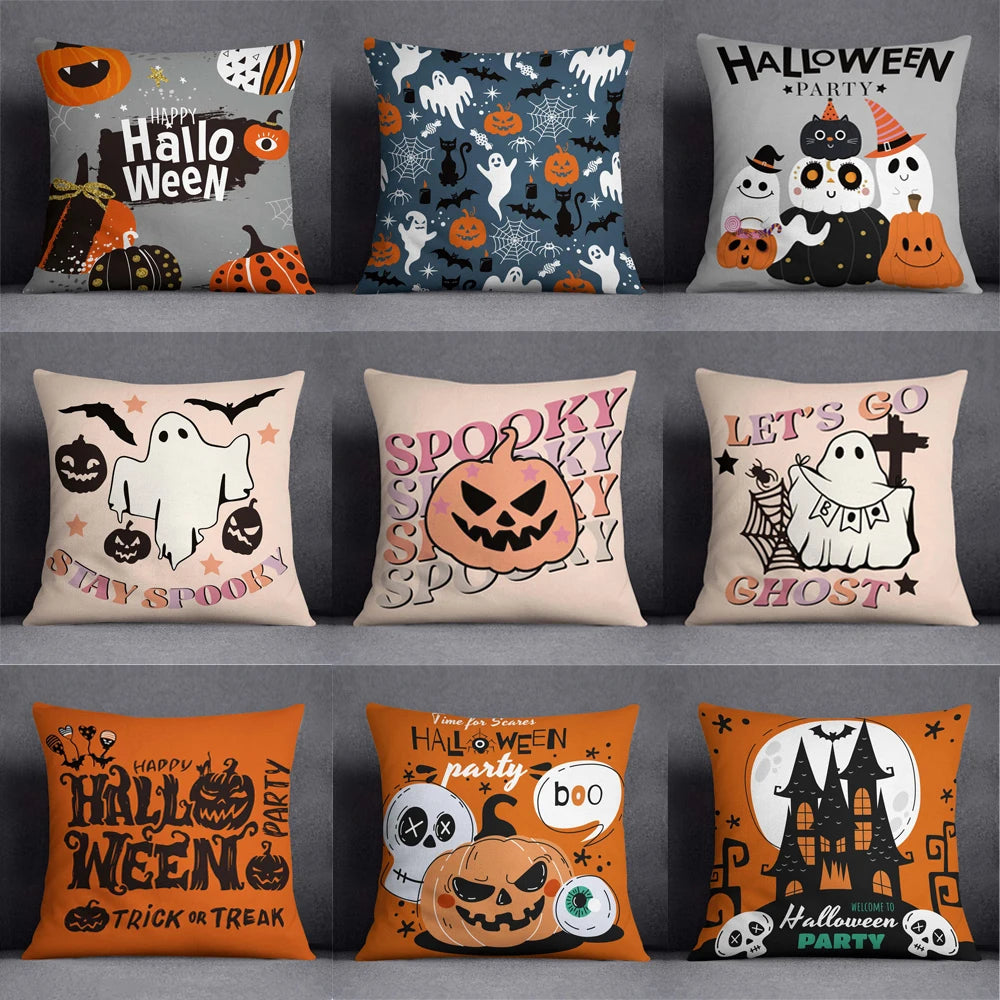 45X45Cm Halloween Horror Cushion Cover Pumpkin Printed Throw Pillows Living Room Sofa Decorative Pillow Case Car Decor