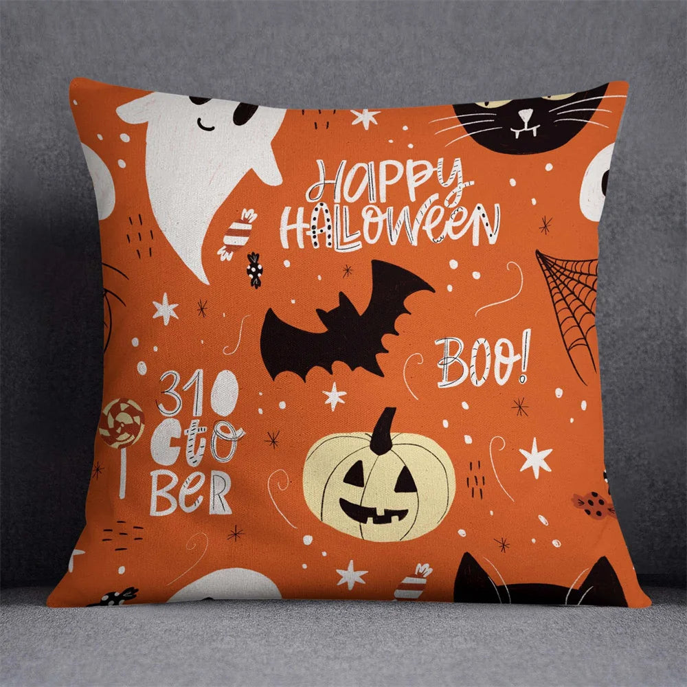 45X45Cm Halloween Horror Cushion Cover Pumpkin Printed Throw Pillows Living Room Sofa Decorative Pillow Case Car Decor