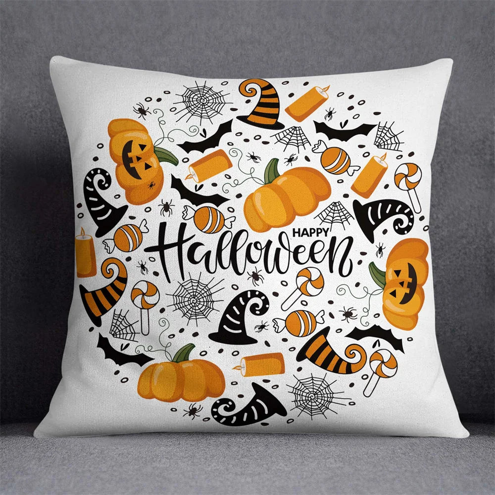 45X45Cm Halloween Horror Cushion Cover Pumpkin Printed Throw Pillows Living Room Sofa Decorative Pillow Case Car Decor