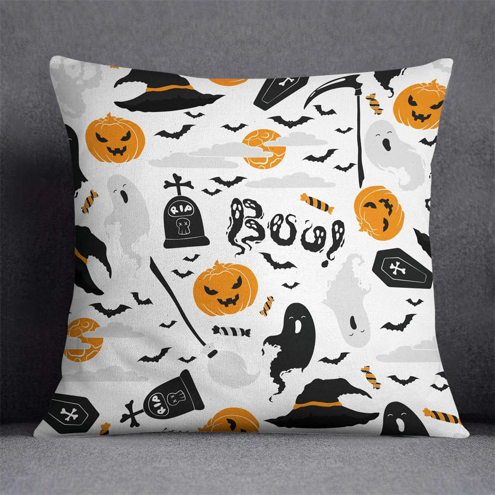 45X45Cm Halloween Horror Cushion Cover Pumpkin Printed Throw Pillows Living Room Sofa Decorative Pillow Case Car Decor