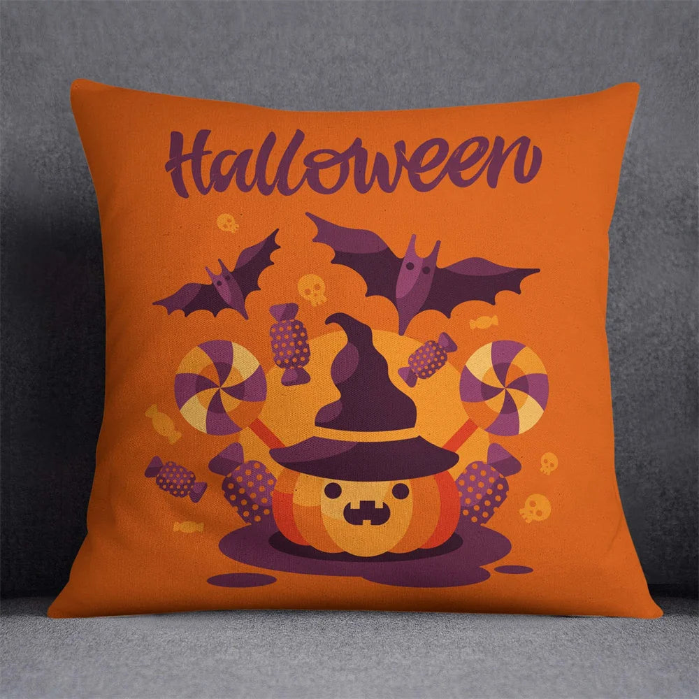 45X45Cm Halloween Horror Cushion Cover Pumpkin Printed Throw Pillows Living Room Sofa Decorative Pillow Case Car Decor